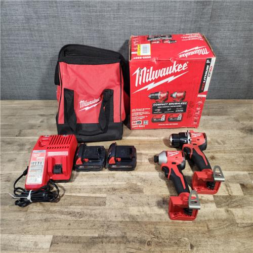HOUSTON LOCATION - AS-IS Milwaukee 18V Lithium-Ion Brushless Cordless Compact Drill/Impact Combo Kit