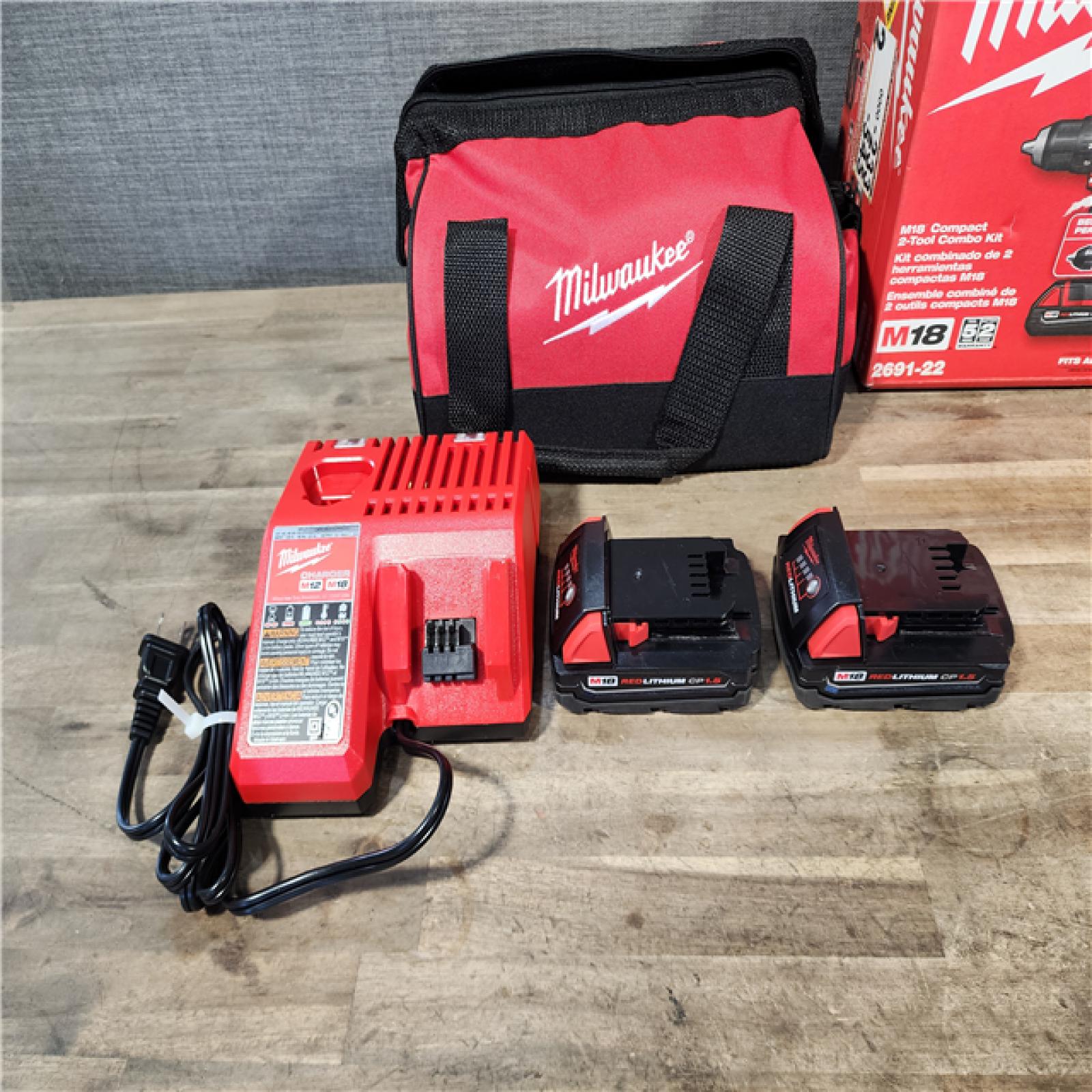 HOUSTON LOCATION - AS-IS Milwaukee 18V Cordless Brushed 2-Tool Drill/Driver and Impact Driver Kit