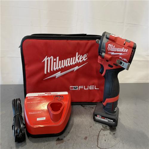 AS-IS - Milwaukee M12 FUEL 12V Li-Ion Brushless Cordless Stubby 3/8 in. Impact Wrench Kit
