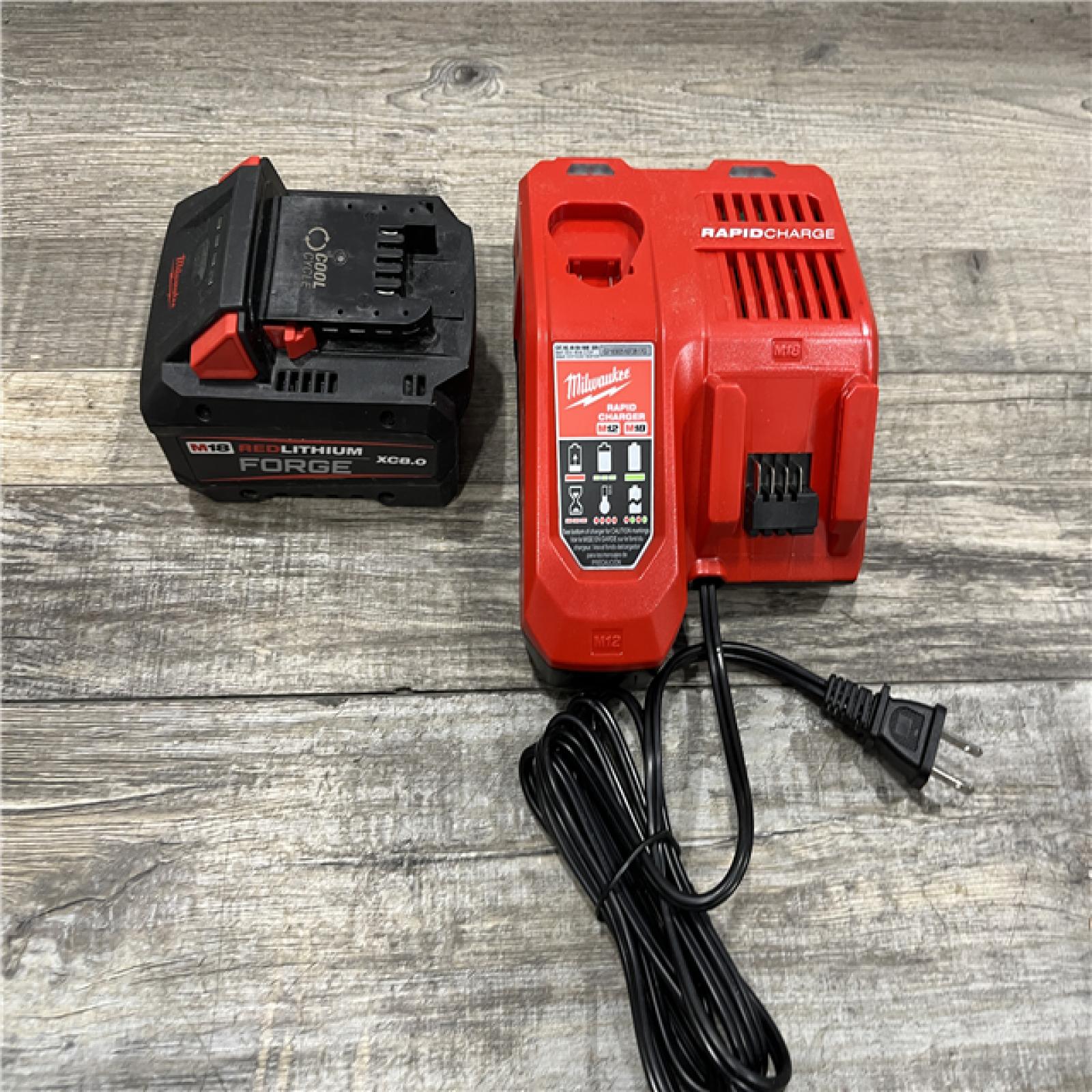 AS-IS Milwaukee 18-Volt Lithium-Ion REDLITHIUM FORGE Starter Kit with 8.0Ah Battery and Rapid Charger