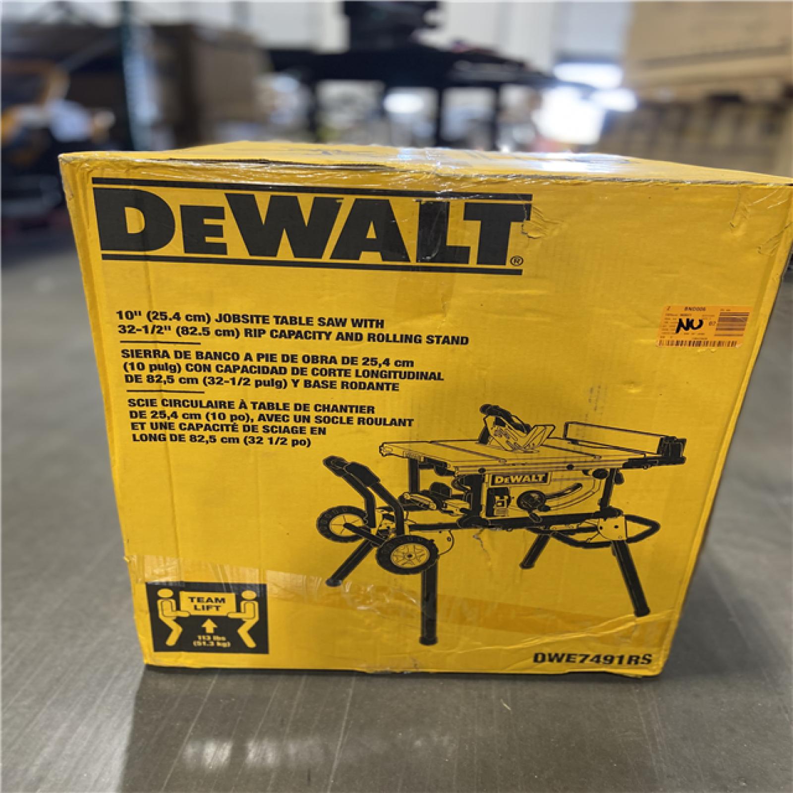 AS-IS - DEWALT 15 Amp Corded 10 in. Job Site Table Saw with Rolling Stand