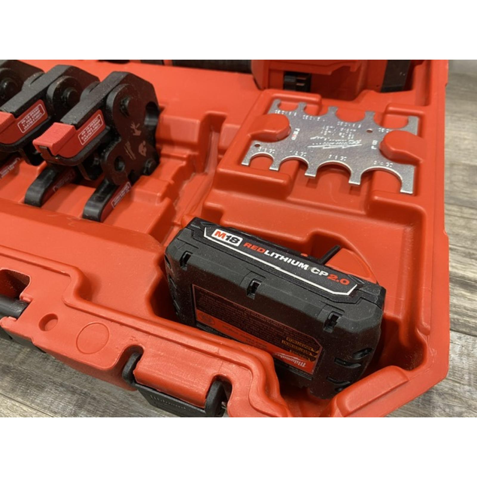 AS-IS Milwaukee 18V Lithium-Ion Cordless Short Throw Press Tool with 3 PEX Crimp Jaws Kit