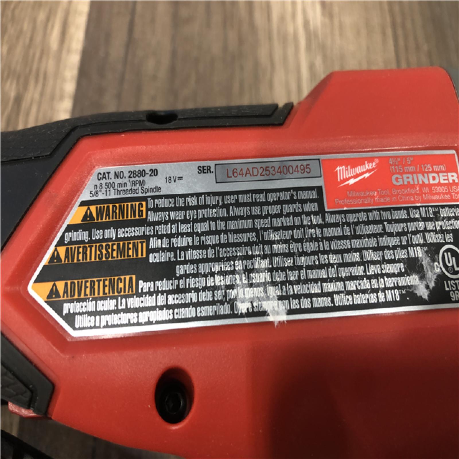 AS-IS Milwaukee  FUEL 18V Lithium-Ion Brushless Cordless 4-1/2 in./5 in. Grinder w/Paddle Switch (Tool-Only)