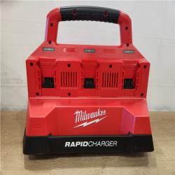 AS-IS- Milwaukee 18-Volt Lithium-Ion Battery Pack (2) 5.0Ah and High Output Battery Pack (2) 6.0Ah with PACKOUT 6-Port Rapid Charger