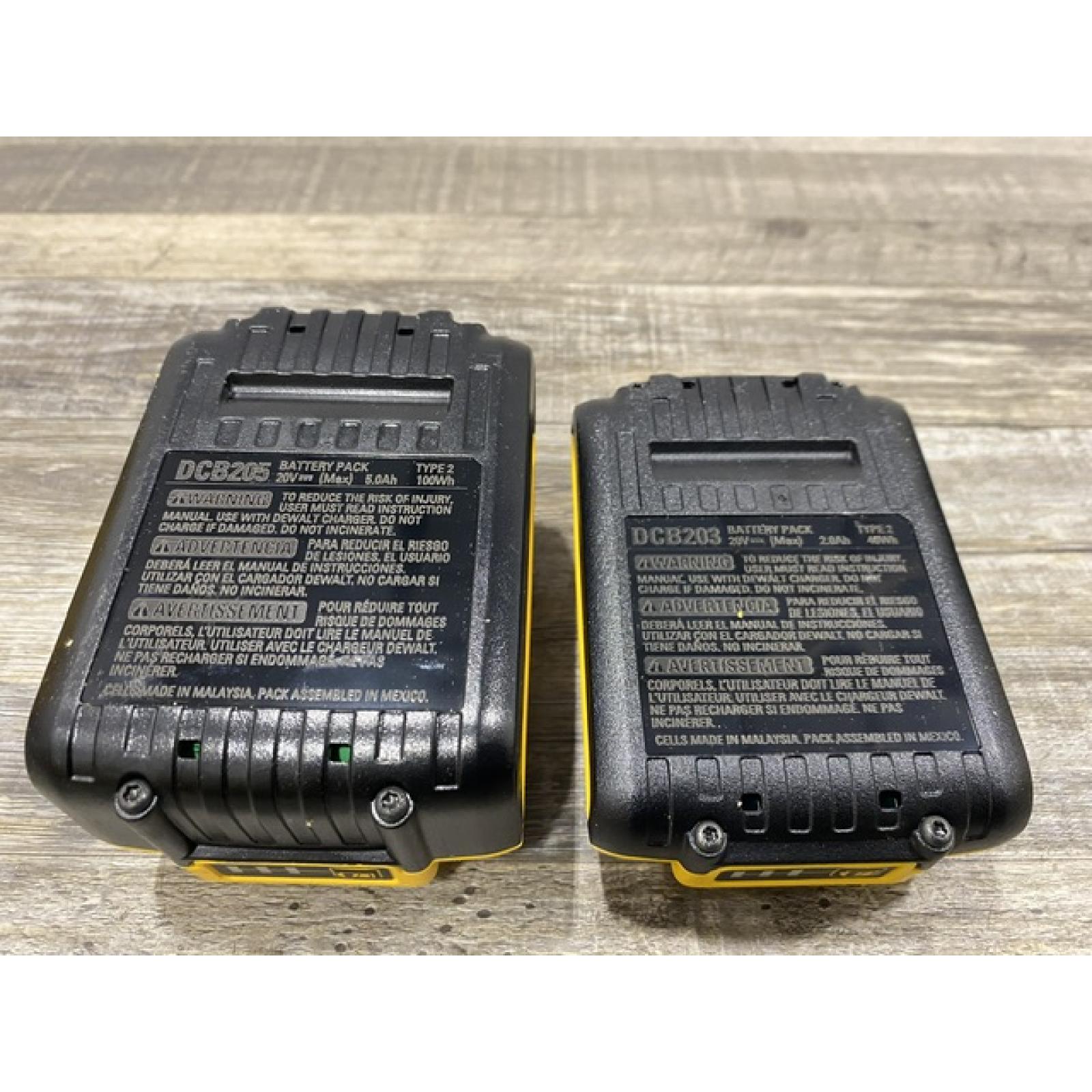 LIKE NEW - DEWALT 20V MAX Lithium-Ion Battery Kit with 5.0Ah and 2.0Ah Battery and Charger