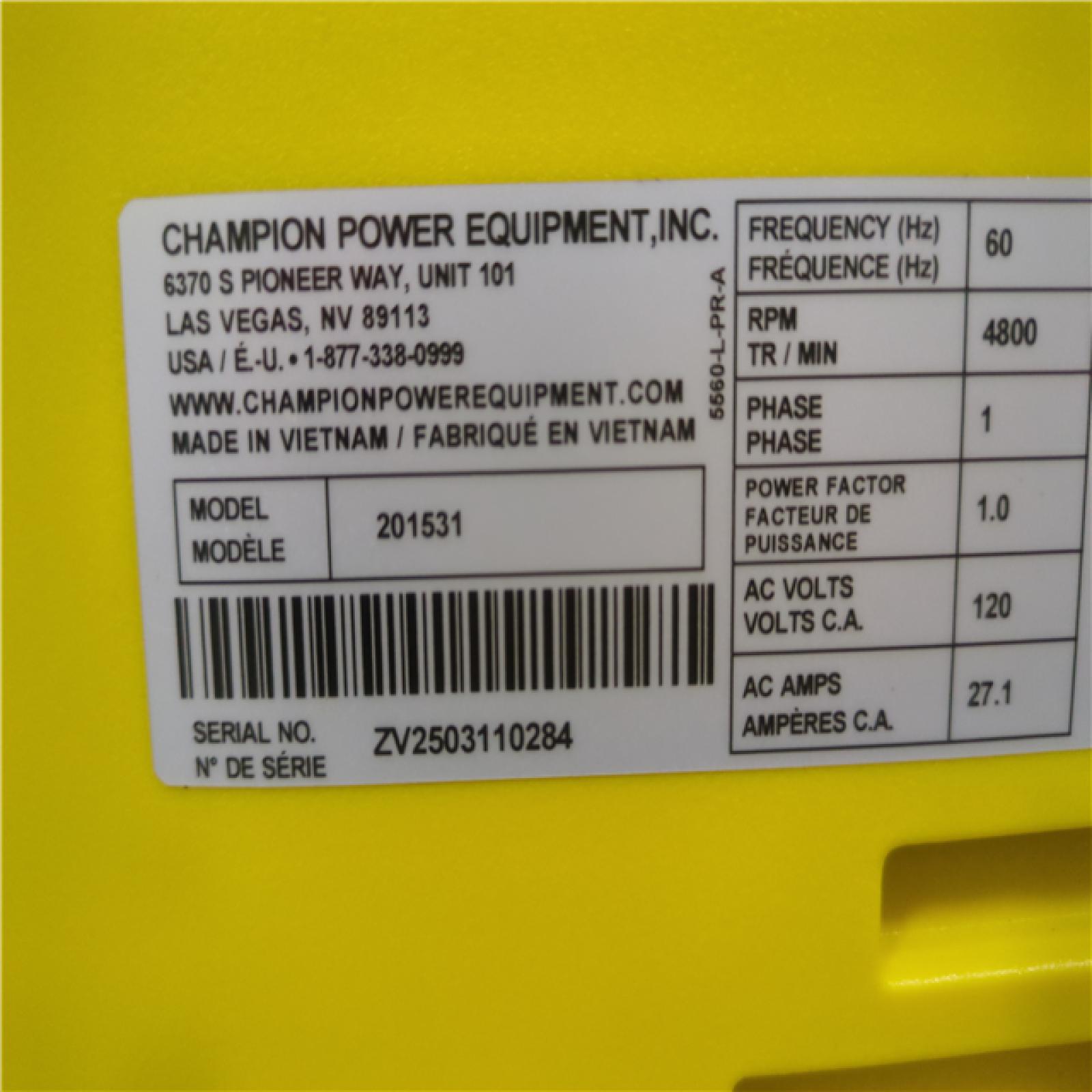 CALIFORNIA AS-IS CHAMPION PORTABLE POWER GENERATOR