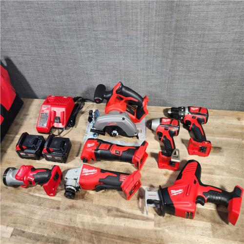 HOUSTON LOCATION - AS-IS (APPEARS LIKE NEW) Milwaukee M18 18-Volt Lithium-Ion Cordless Combo Kit 7-Tool with 2-Batteries, Charger and Tool Bag