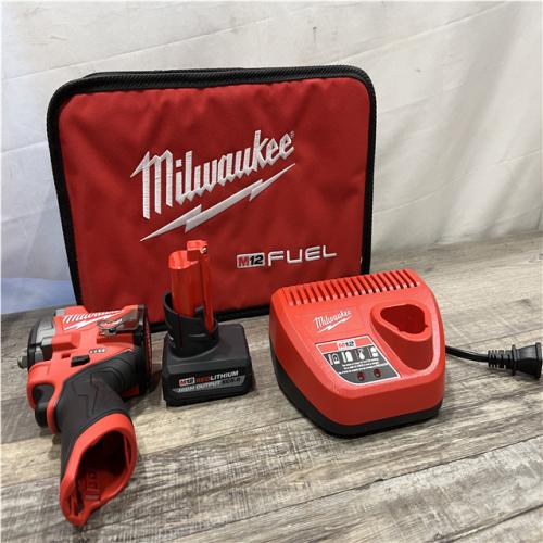 AS-IS Milwaukee FUEL 12V Li-Ion Brushless Cordless Stubby 3/8 in. Impact Wrench Kit