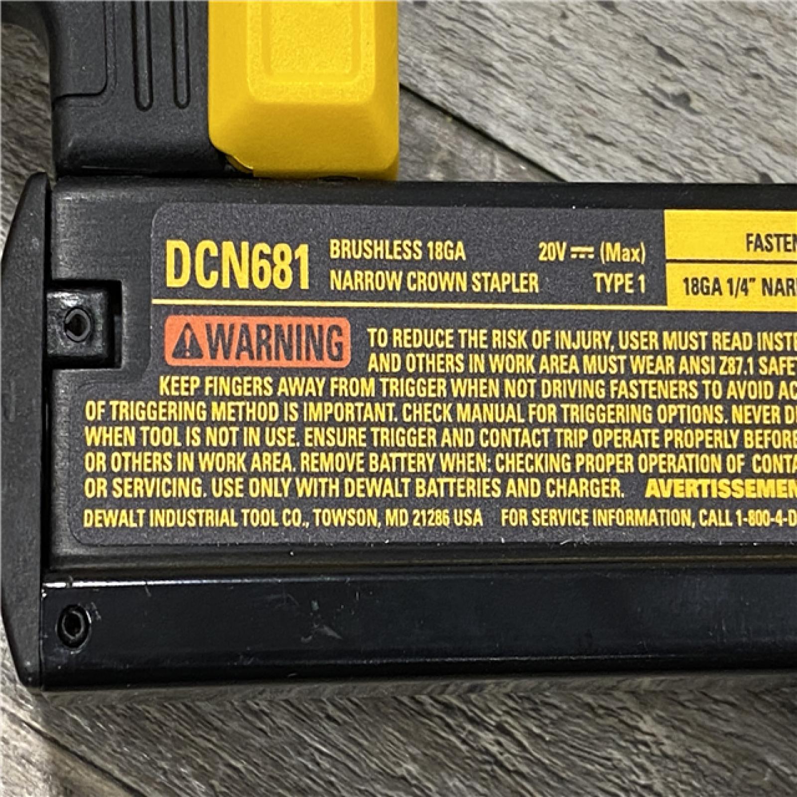 AS-IS DEWALT 20V MAX XR Lithium-Ion Cordless 18-Gauge Narrow Crown Stapler Kit