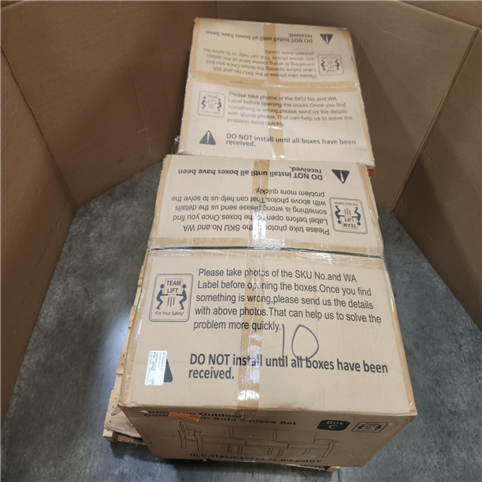 Phoenix NEW Halmuz 6-Piece Aluminum Patio Conversation Set with Armrest  55000 BTU Firepit Table and Grey Cushions