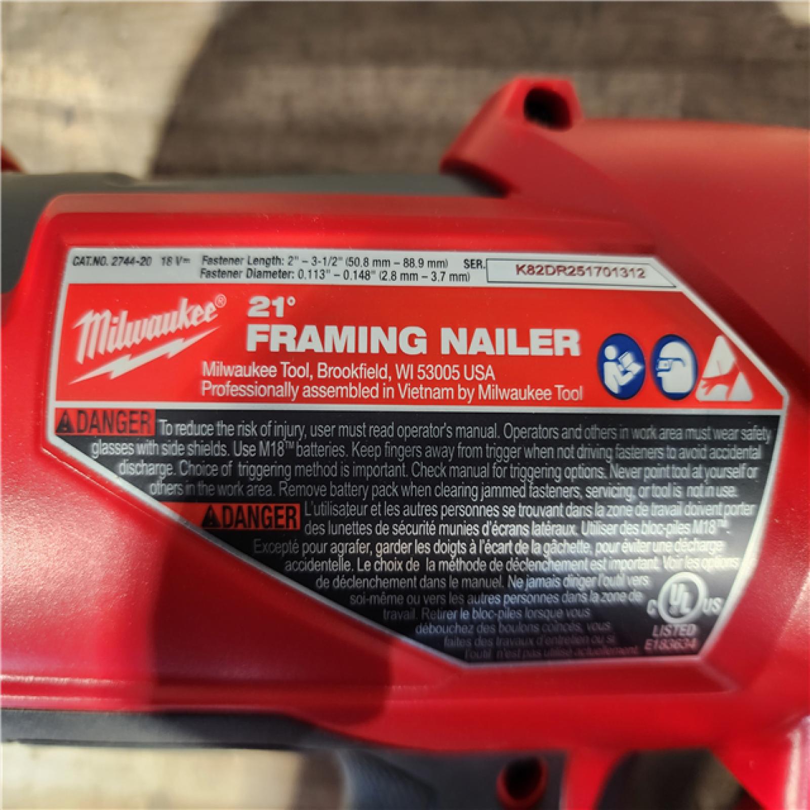 HOUSTON LOCATION - AS-IS Milwaukee 2744-20 M18 FUEL 3-1/2 in. 18V 21-Degree Lithium-Ion Brushless Cordless Framing Nailer (Tool-Only)