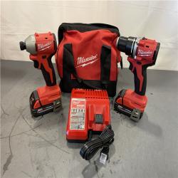 AS-IS - Milwaukee M18 18V Lithium-Ion Brushless Cordless Compact Drill/Impact Combo Kit
