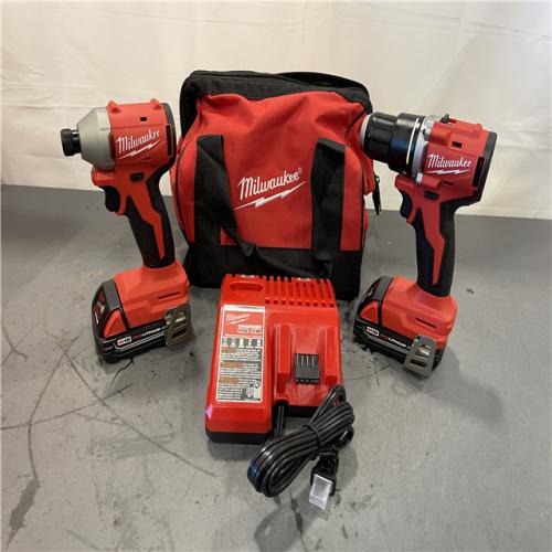 AS-IS - Milwaukee M18 18V Lithium-Ion Brushless Cordless Compact Drill/Impact Combo Kit