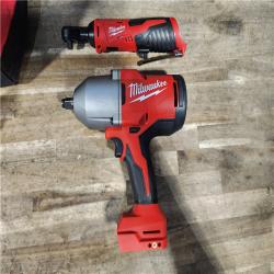 HOUSTON LOCATION - AS-IS Milwaukee 12/18V Lithium-Ion Cordless 3/8 in. Ratchet and 1/2 in. High Torque Impact Wrench with Friction Ring Combo Kit