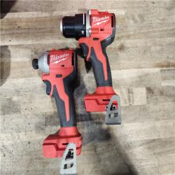 HOUSTON LOCATION - AS-IS Milwaukee M18 18V Lithium-Ion Brushless Cordless Compact Drill/Impact Combo Kit (2-Tool) W/(2) 2.0 Ah Batteries  Charger & Bag