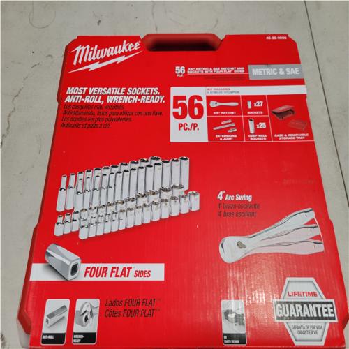CALIFORNIA AS-IS MILWAUKEE 56PCS 3/8 METRIC & SAE RATCHET AND SOCKETS