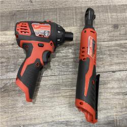 AS-IS Milwaukee 12V Lithium-Ion Cordless 3/8 in. Ratchet and Screwdriver Combo Kit