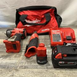 AS-IS Milwaukee FUEL 18V Cordless Mid Torque 1/2 in. Impact Wrench w/ 12 FUEL 3/8 in. Ratchet Combo Kit
