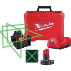 DALLAS LOCATION- NEW!- Milwaukee M12 Green Laser Kit- 360 Degree  3 Plane