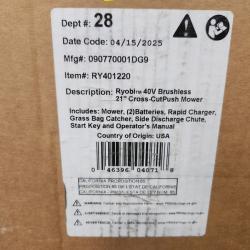 Phoenix NEW RYOBI 40V HP Brushless 21 Whisper Series Cordless Walk-Behind Multi-Blade Push Lawn Mower - (2) 6.0 Ah Batteries & Charger