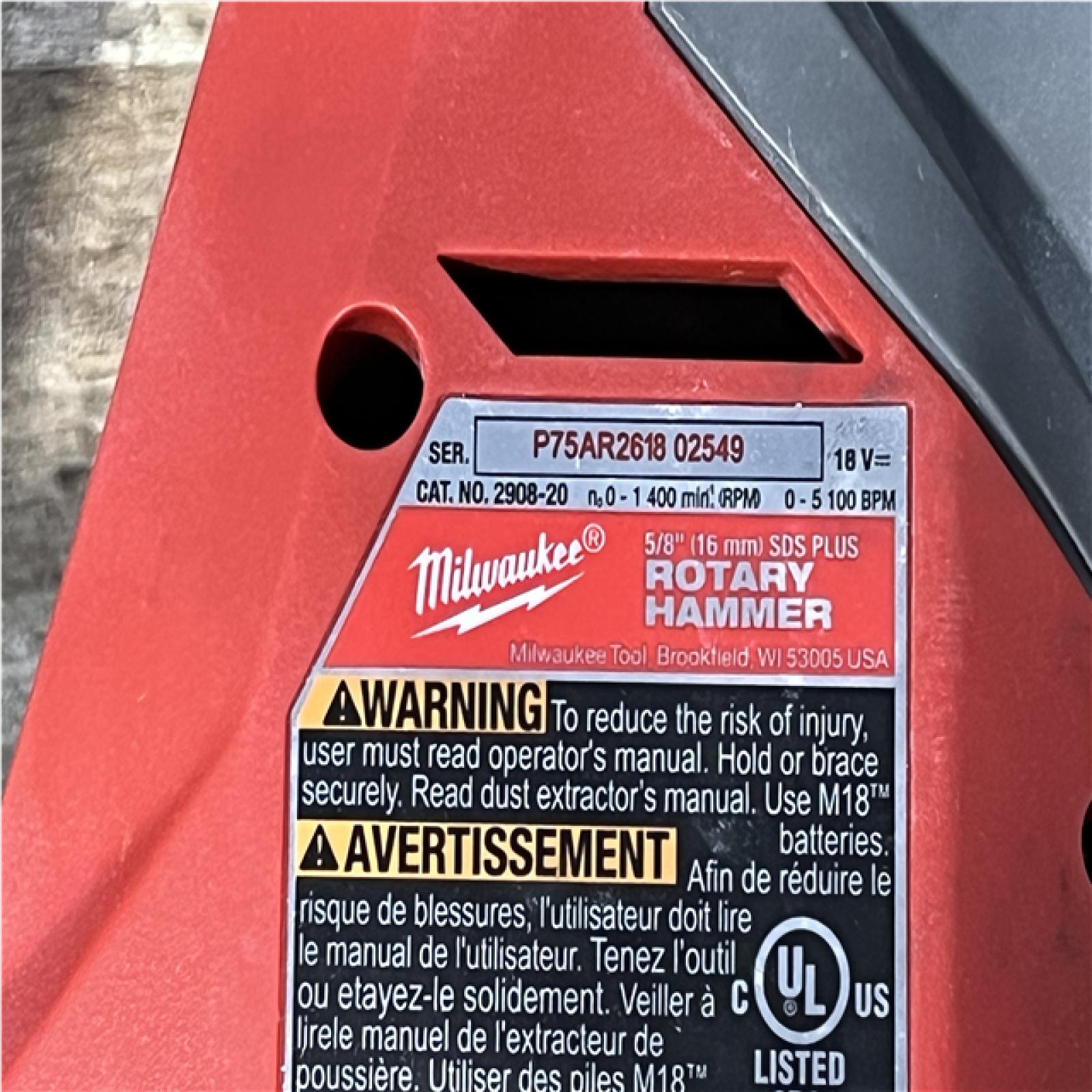Houston Location AS-IS Milwaukee FUEL 18V Lithium-Ion Brushless Cordless 5/8 in. SDS-Plus Rotary Hammer (Tool-Only)