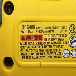 AS-IS DEWALT 20V MAX Cordless Brushless 4-1/2 in. Angle Grinder with Paddle Switch (Tool Only)