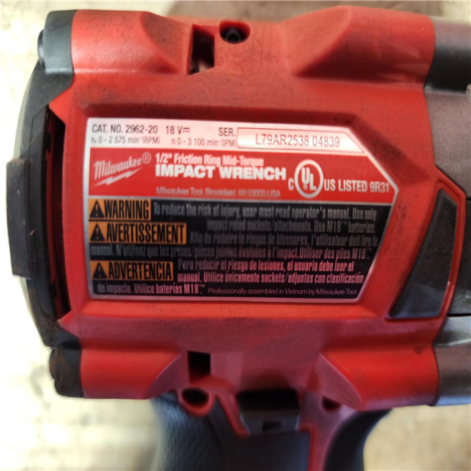 HOUSTON LOCATION - AS-IS Milwaukee FUEL Gen-2 18V Lithium-Ion Brushless Cordless Mid Torque 1/2 in. Impact Wrench w/Friction Ring (Tool-Only)
