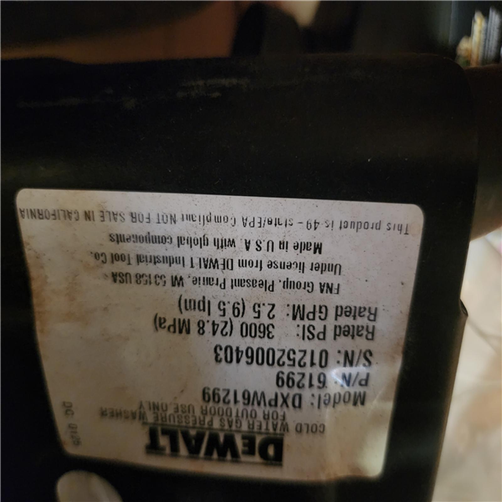 Phoenix AS-IS DEWALT 3600 PSI 2.5 GPM Cold Water Gas Professional Pressure Washer with HONDA GX200 Engine