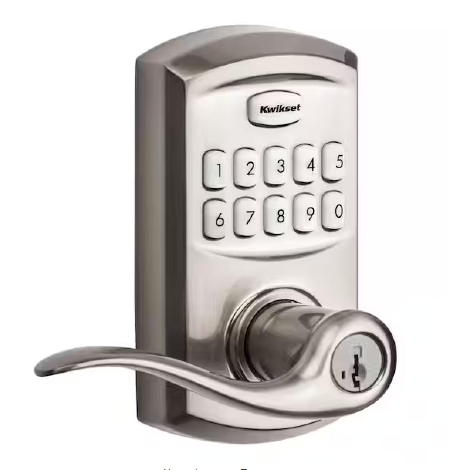 NEW! - Kwikset SmartCode 917 Satin Nickel Keypad Electronic Single-Cylinder Tustin Door Handle Featuring SmartKey Security