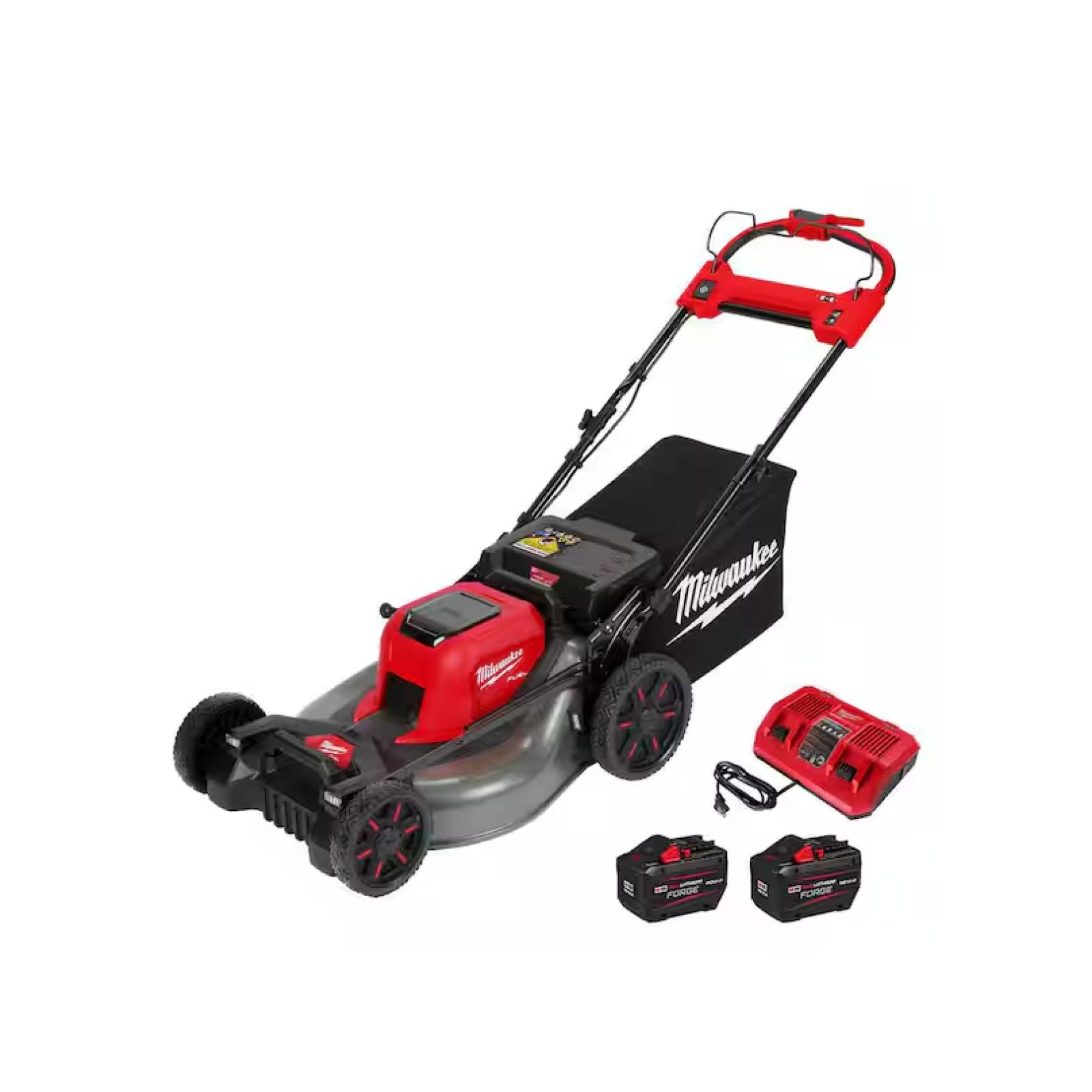 NEW!- Milwaukee M18 FUEL 21 Self-Propelled Dual Battery Mower Kit w/ (2) 12 Ah Forge Batteries & Dual Bay Rapid Charger