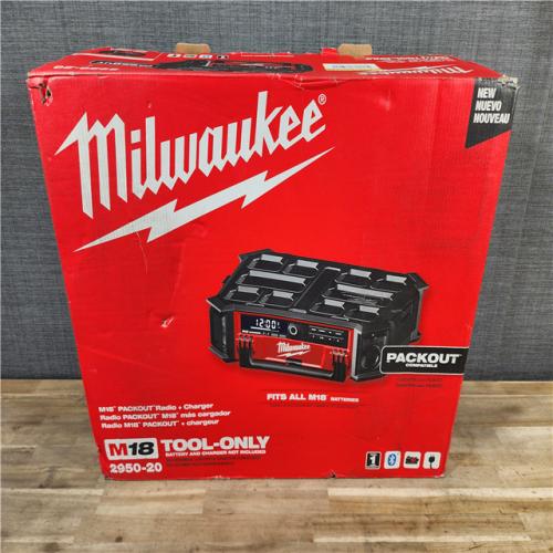 HOUSTON LOCATION - AS-IS Milwaukee 2950-20 18V M18 PACKOUT Lithium-Ion Cordless Radio + Charger (Tool Only)