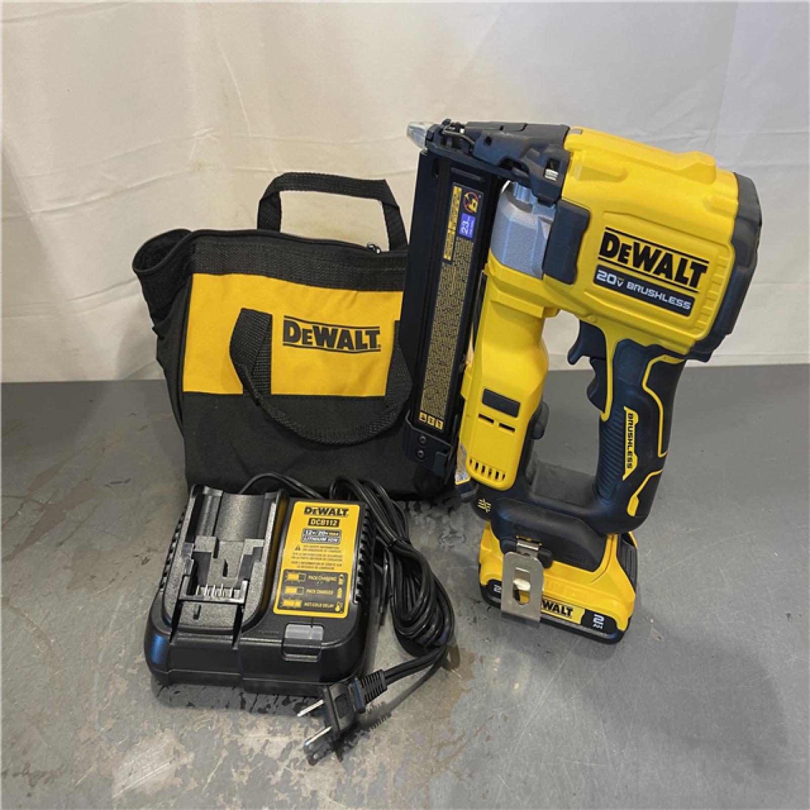 AS-IS - DeWalt ATOMIC 20V MAX Lithium Ion Cordless 23 Gauge Pin Nailer Kit
