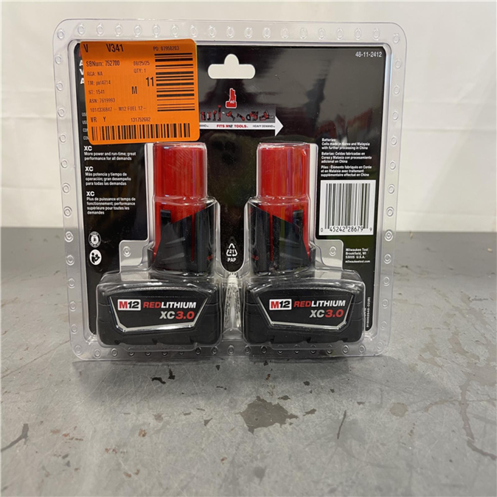 New! - Milwaukee M12 12-Volt Lithium-Ion XC Extended Capacity 3.0Ah Battery Pack (2Pack)