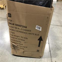 DALLAS LOCATION- AS-IS Husky Tool Storage Heavy Duty 84 in. W x 24 in. D Matte Blue Mobile Workbench Cabinet