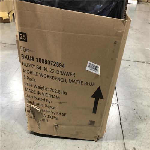 DALLAS LOCATION- AS-IS Husky Tool Storage Heavy Duty 84 in. W x 24 in. D Matte Blue Mobile Workbench Cabinet