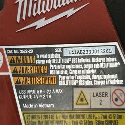 AS-IS Milwaukee Green 100 ft. Cross Line and Plumb Points Rechargeable Laser Level with REDLITHIUM Lithium-Ion