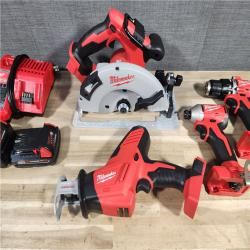 HOUSTON LOCATION - AS-IS Milwaukee M18 18-Volt Lithium-Ion Brushless Cordless Combo Kit (4-Tool) with 2-Batteries, 1-Charger and Tool Bag