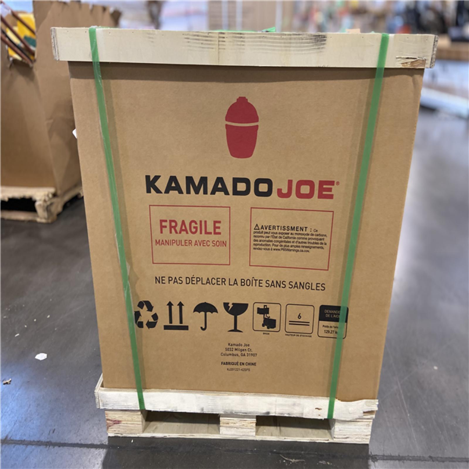 DALLAS LOCATION -Kamado Joe Classic Joe II 18 in. Charcoal Grill in Red with Cart, Side Shelves, Grate Gripper, and Ash Tool
