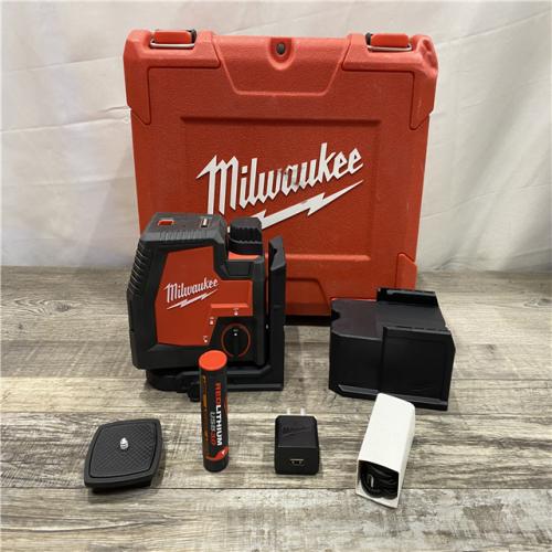 AS-IS Milwaukee Green 100 ft. Cross Line and Plumb Points Rechargeable Laser Level Kit