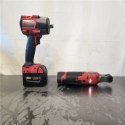 AS-IS- M18 FUEL 18V Cordless Mid Torque 1/2 in. Impact Wrench W/ M12 FUEL 3/8 in. Ratchet & Battery/Charger Combo Kit