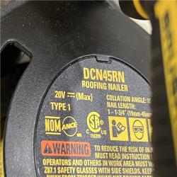 AS-IS DEWALT 20V MAX Lithium-Ion 15-Degree Electric Cordless Roofing Nailer Kit