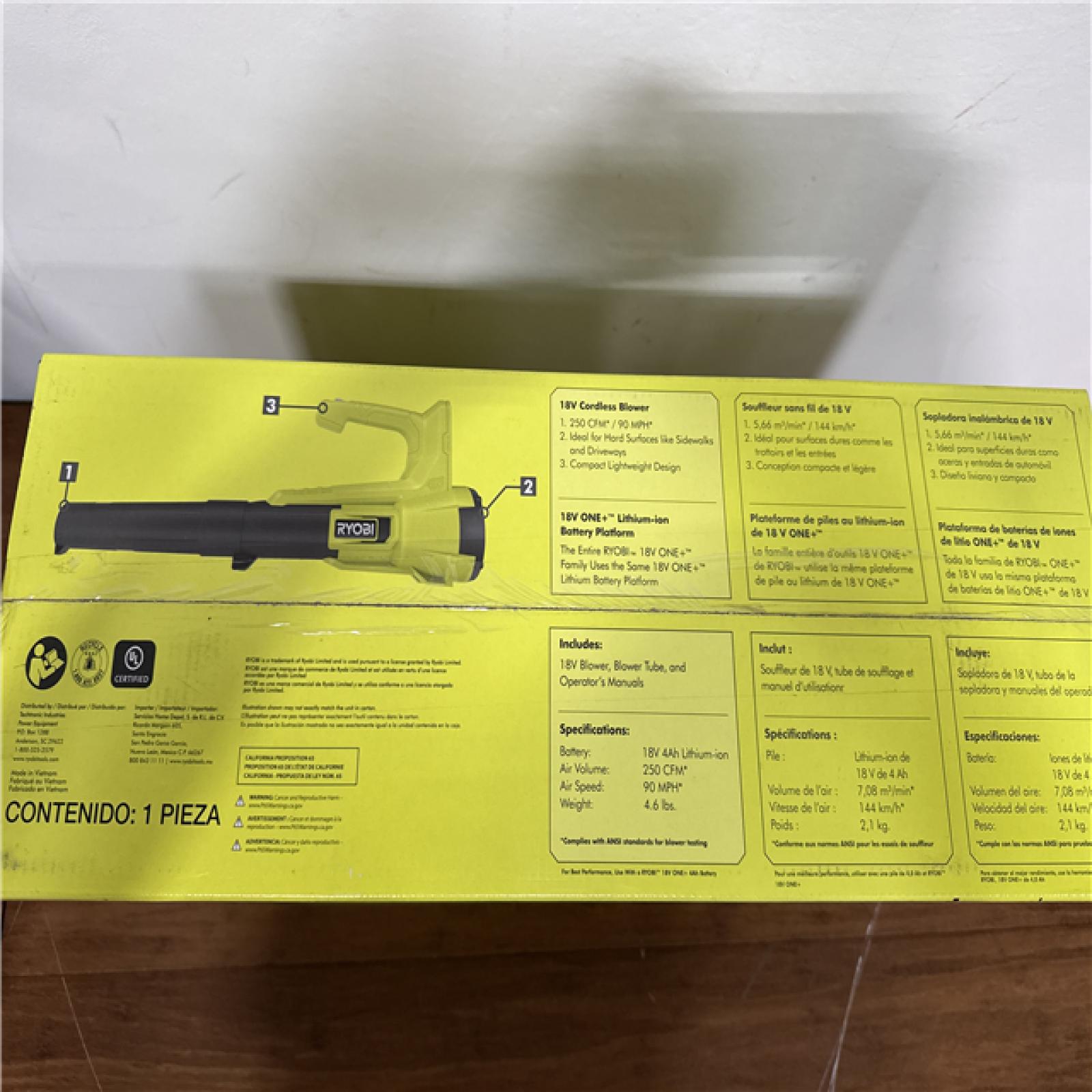 California NEW Sealed Ryobi 18V Cordless Blower (Tool Only)