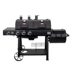 Phoenix AS-IS Char-Griller Texas Trio 4-Burner Dual Fuel Grill with Smoker in Black