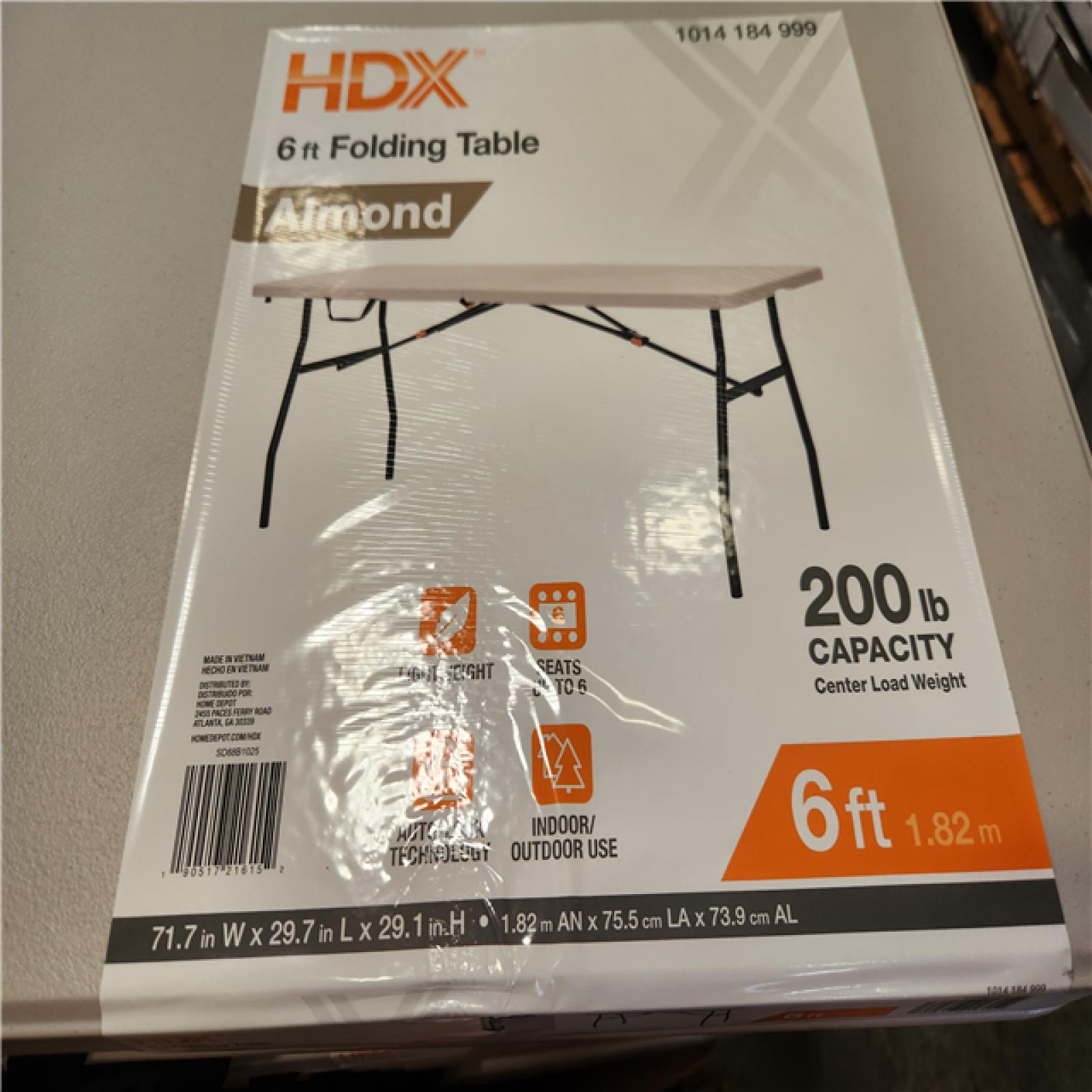Phoenix LIKE NEW HDX 6 ft. Almond Resin Top Indoor/Outdoor Rectangular Folding Utility Table 13 Tables