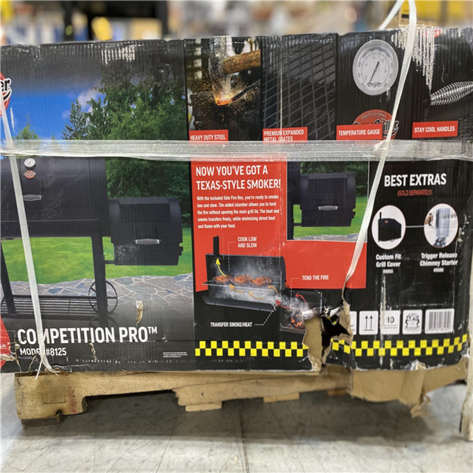 DALLAS LOCATION - Char-Griller 1012 sq. in. Competition Pro Offset Charcoal Grill or Wood Smoker in Black