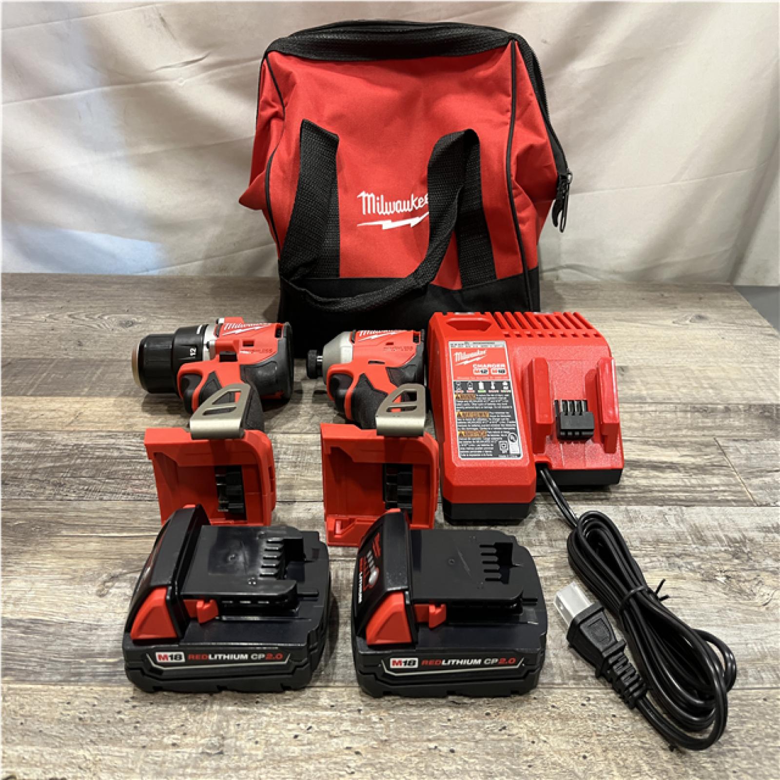 AS-IS Milwaukee 18V Lithium-Ion Brushless Cordless Compact Drill/Impact Combo Kit