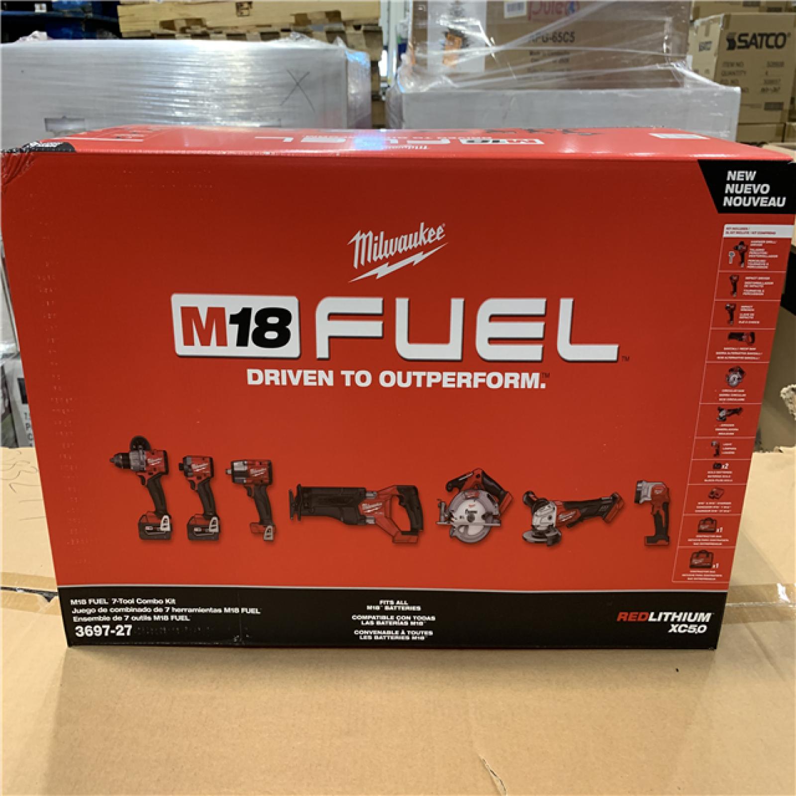 NEW! - Milwaukee M18 FUEL 18V Lithium-Ion Brushless Cordless Combo Kit with Two 5.0 Ah Batteries  1 Charger  2 Tool Bags (7-Tool)