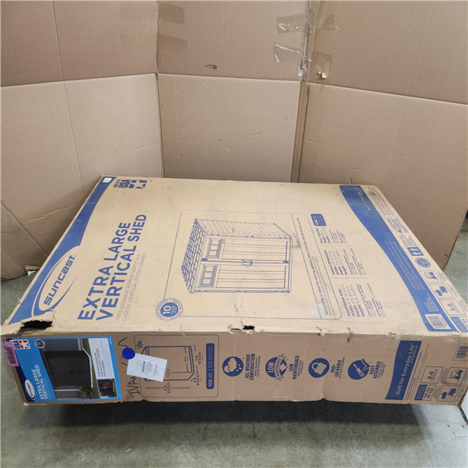 Phoenix NEW Suncast 5 ft. 10.5 in. W x 3 ft. 8.25 in. D x 6 ft. 5.5 in. H XL Plastic Resin Vertical Storage Shed in Peppercorn (Gray)