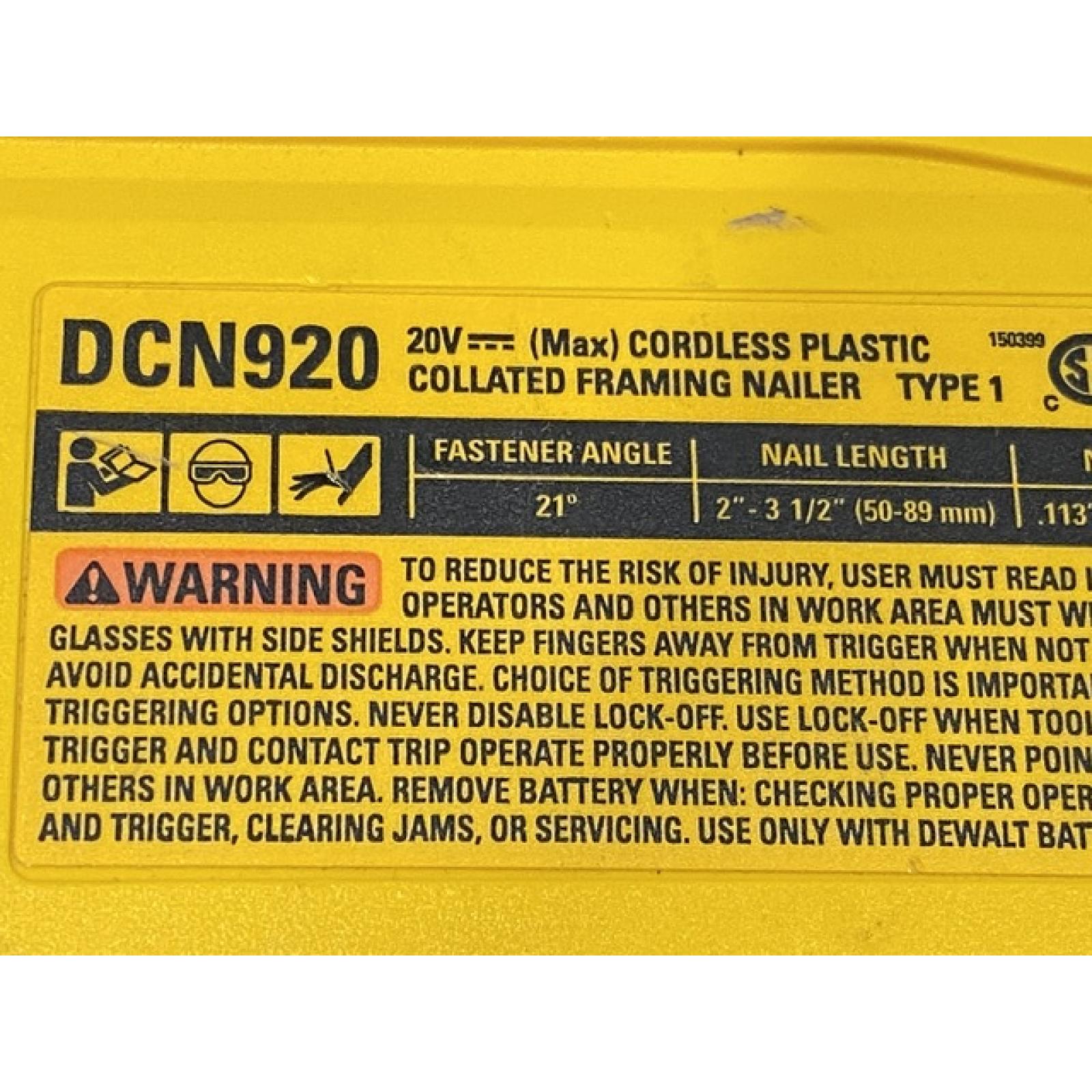 AS-IS DEWALT 20-Volt 21° Cordless Framing Nailer (Tool-Only)