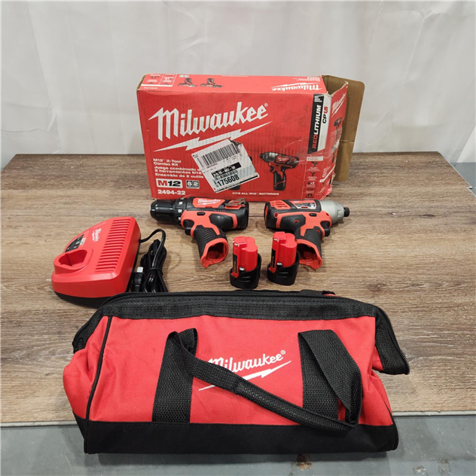 AS-IS Milwaukee 2-Tool M12 12V Lithium-Ion Drill/Driver & Impact Driver Cordless Tool Combo Kit